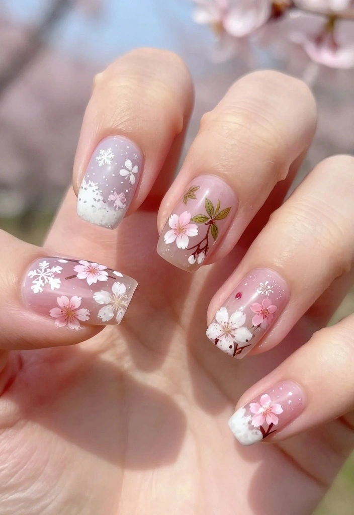 16 DIY Sakura Nails Tutorials That Will Leave Everyone in Awe! - 16. Seasonal Sakura Nails 1