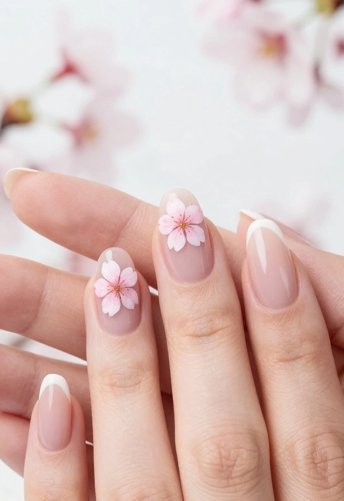 16 DIY Sakura Nails Tutorials That Will Leave Everyone in Awe! - 2. Minimalist Sakura Blossoms 1