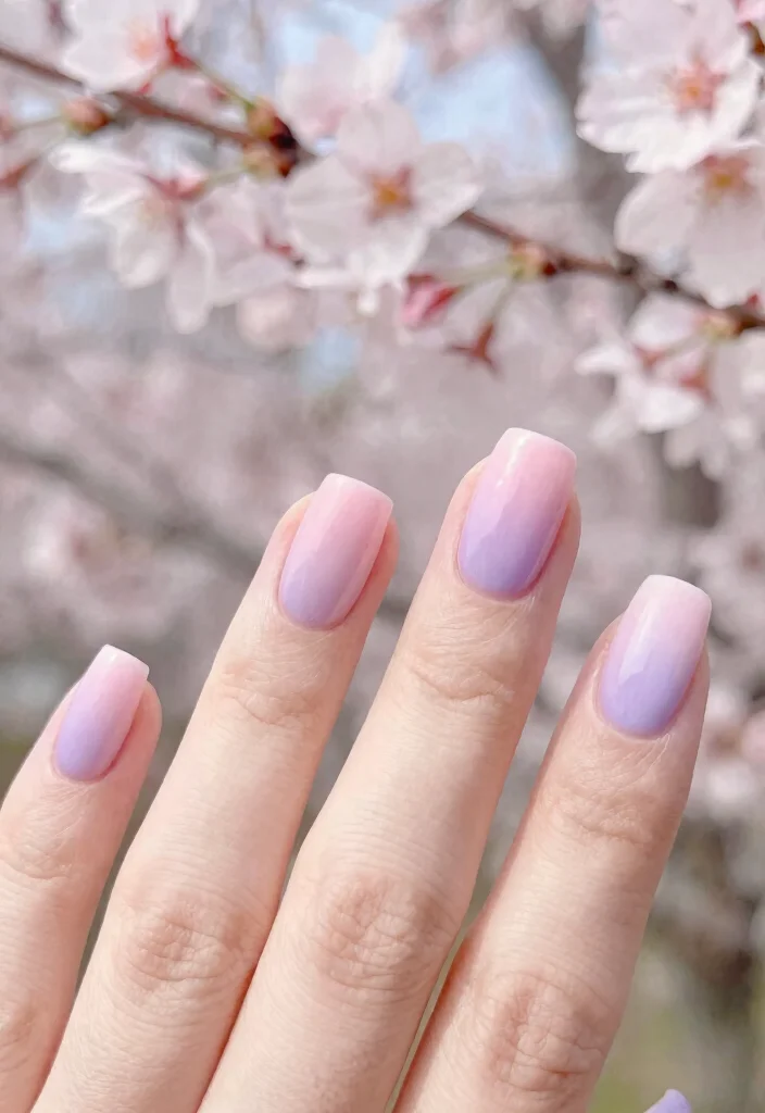 16 DIY Sakura Nails Tutorials That Will Leave Everyone in Awe! - 6. Soft Pastel Sakura Gradient 1