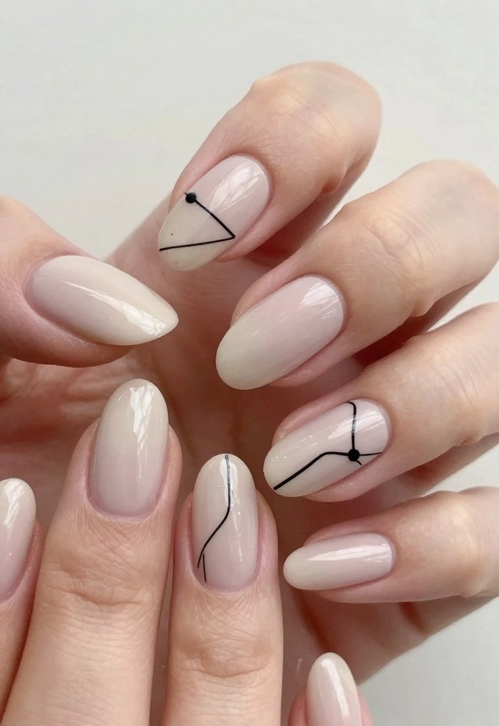 16 Elegant Almond Nail Designs That Are Perfect for Any Occasion - 4. Minimalistic Lines and Shapes 1