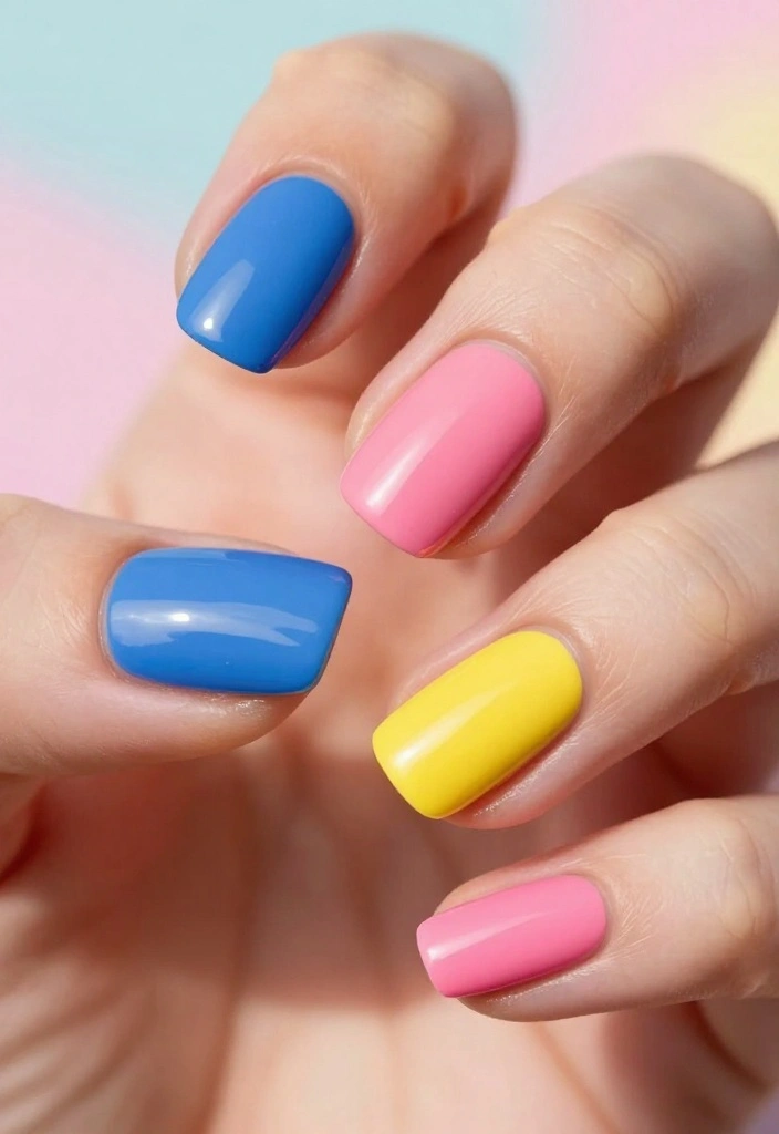 16 Fun March Nails with Geometric Patterns You’ll Love! - 1. Bold Triangles in Bright Colors 1