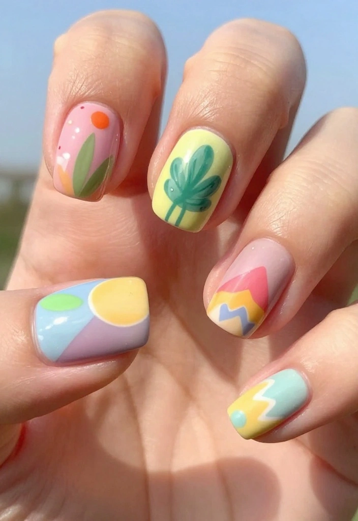 16 Fun March Nails with Geometric Patterns You’ll Love! - 16. Seasonal Geometric Artwork 1