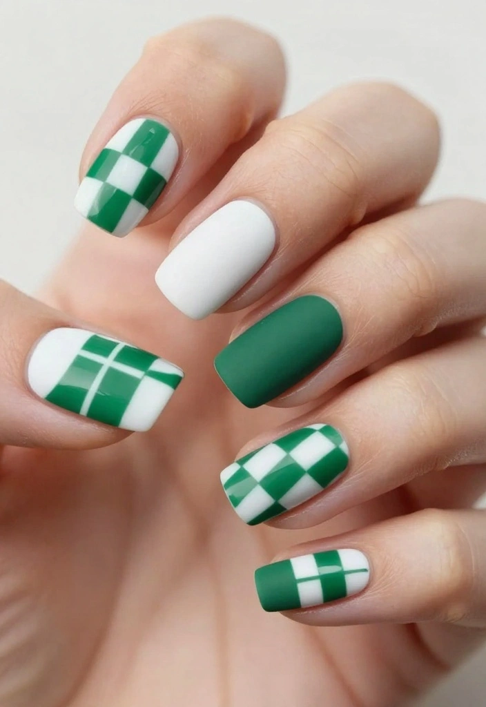 16 Fun March Nails with Geometric Patterns You’ll Love! - 4. Checkerboard Chic 1