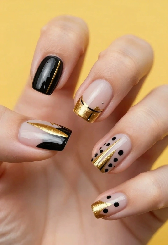 16 Fun March Nails with Geometric Patterns You’ll Love! - 5. Striking Lines and Dots 1