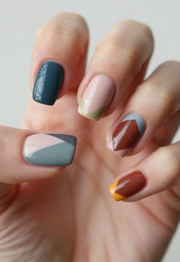 16 Fun March Nails with Geometric Patterns You’ll Love! - 8. Abstract Geometric Collage 1