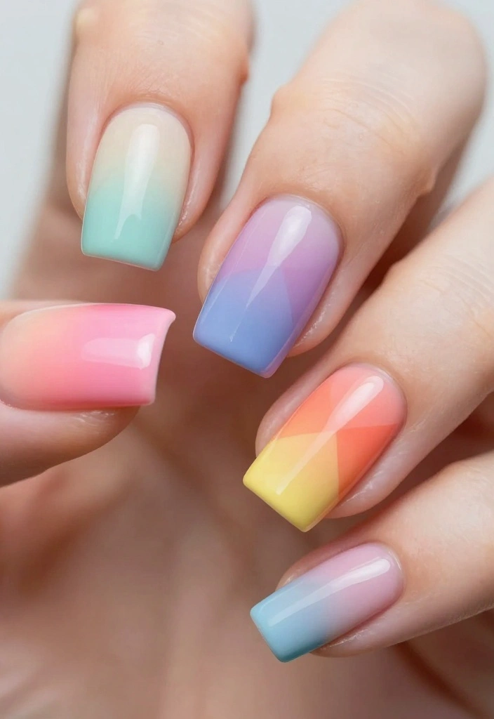 16 Fun March Nails with Geometric Patterns You’ll Love! - 9. Gradient Geometric Patterns 1