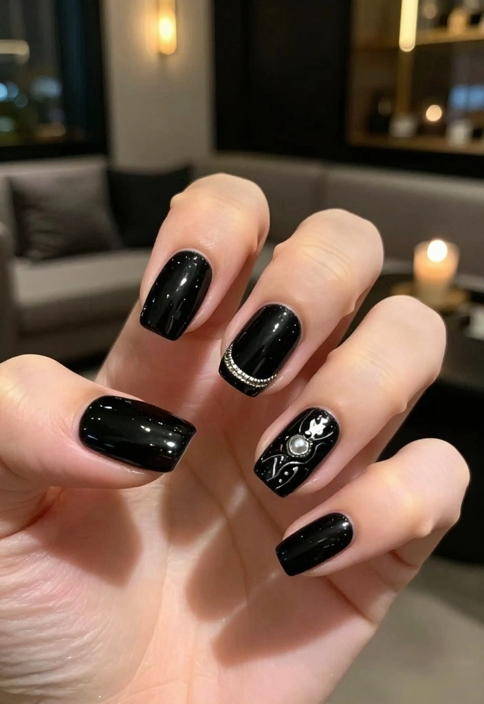 16 Must-Try Cute Gel Nail Colors for Every Season! - 16. Classic Black 1