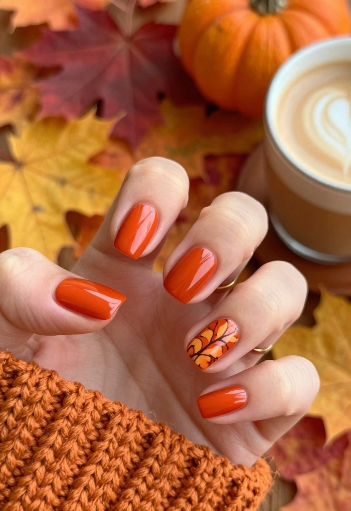16 Must-Try Cute Gel Nail Colors for Every Season! - 3. Autumn Spice Orange 1