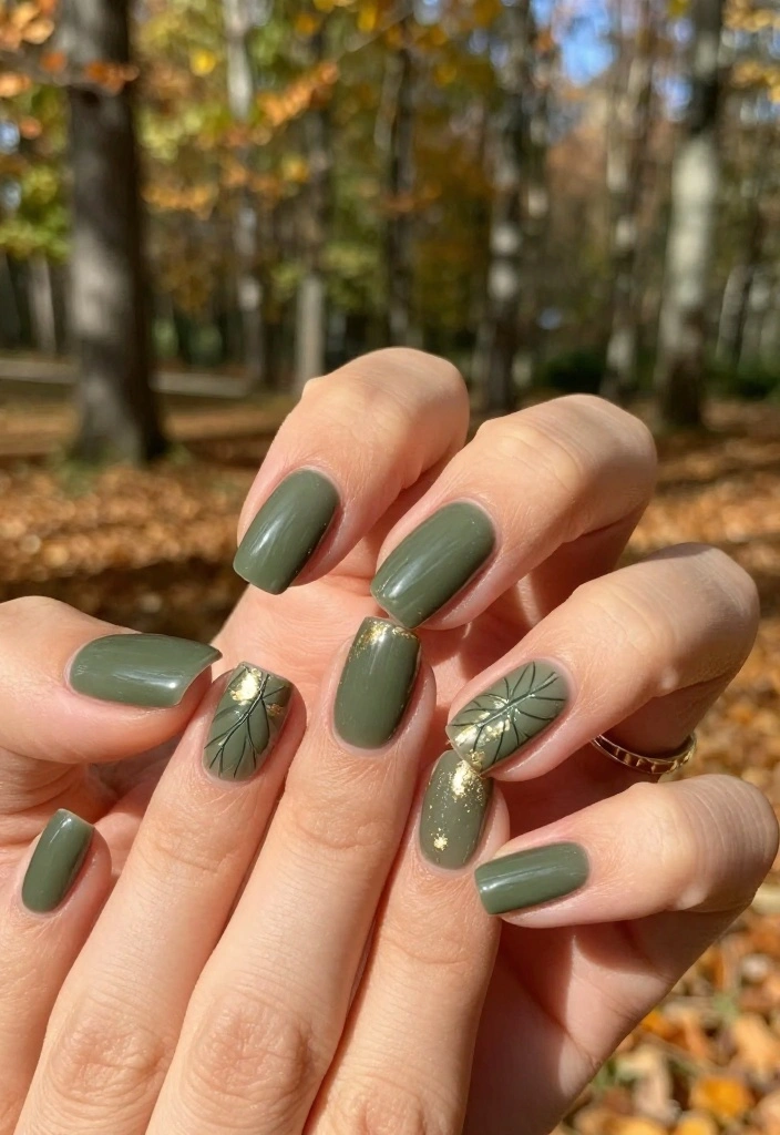 16 Must-Try Cute Gel Nail Colors for Every Season! - 6. Earthy Olive Green 1