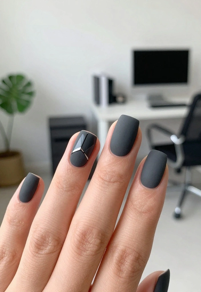 16 Must-Try Cute Gel Nail Colors for Every Season! - 9. Chic Charcoal 1