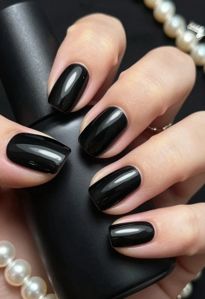 16 Retro Nails Colors That Will Make You Fall in Love! - 14. Classic Black 1