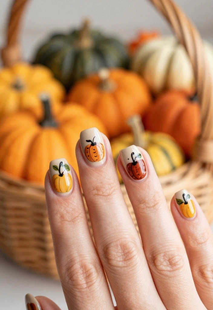 16 Thanksgiving Nail Designs That Capture the Essence of Fall! - 10. Thanksgiving Harvest Basket 1