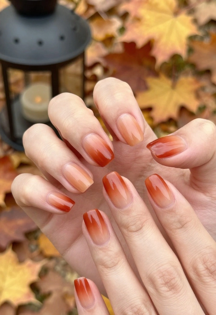16 Thanksgiving Nail Designs That Capture the Essence of Fall! - 11. Warm Tones Ombre 1