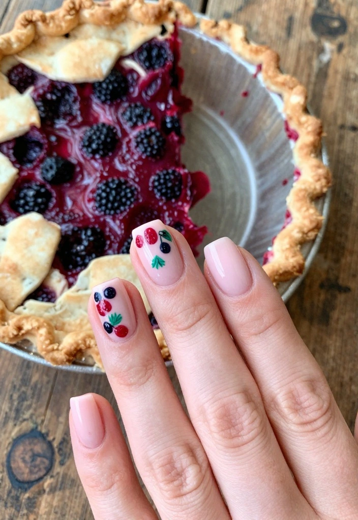 16 Thanksgiving Nail Designs That Capture the Essence of Fall! - 12. Berry Pie Design 1