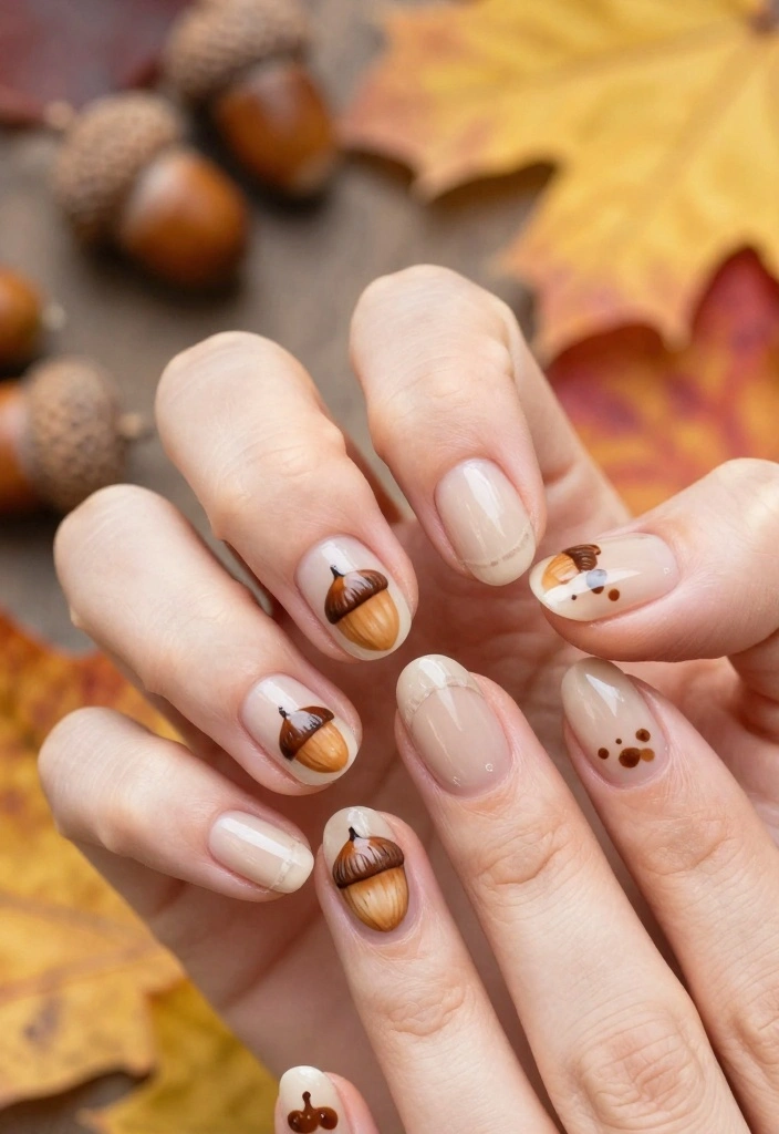 16 Thanksgiving Nail Designs That Capture the Essence of Fall! - 14. Acorn Artistry 1