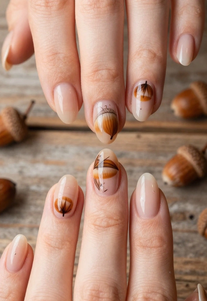 16 Thanksgiving Nail Designs That Capture the Essence of Fall! - 16. Falling Acorns 1