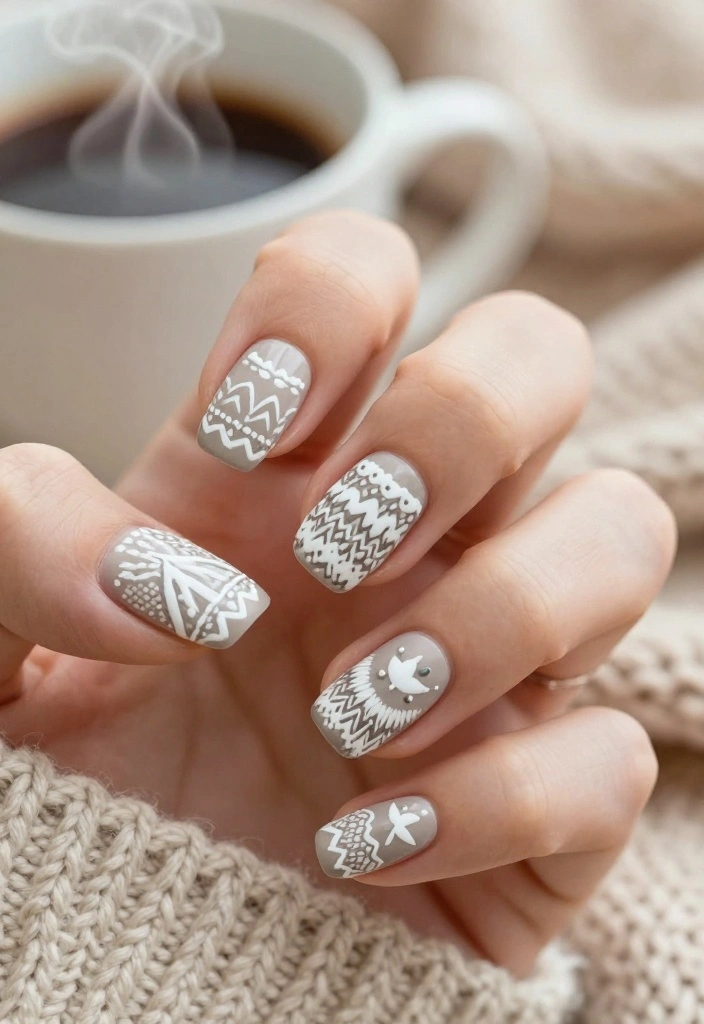 16 Thanksgiving Nail Designs That Capture the Essence of Fall! - 5. Cozy Sweater Patterns 1