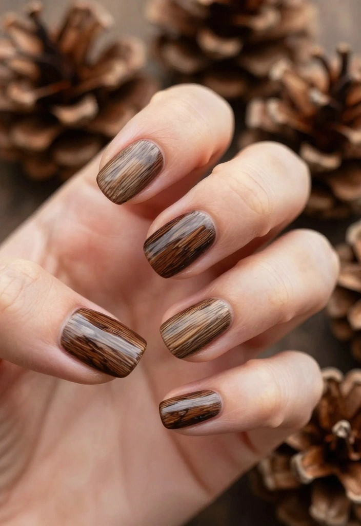 16 Thanksgiving Nail Designs That Capture the Essence of Fall! - 6. Rustic Wood Textures 1