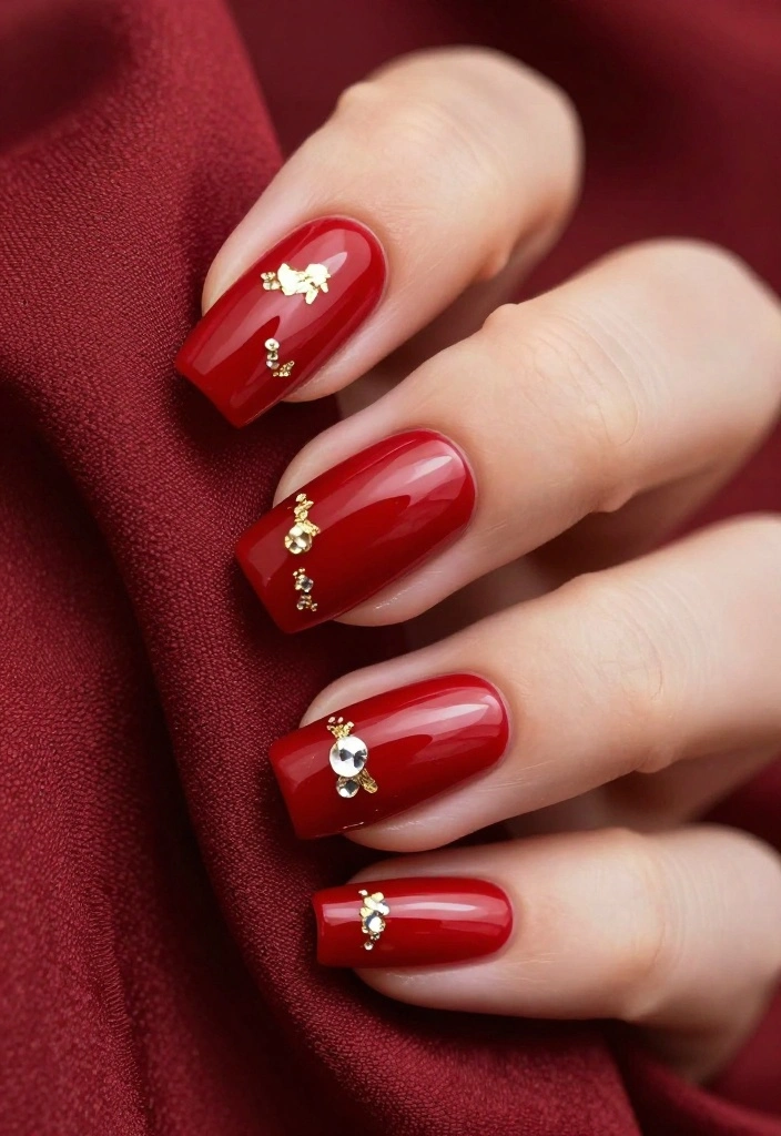 16 Trendy Homecoming Nail Designs That'll Keep You Ahead of the Game! - 1. Classic Red Elegance 1