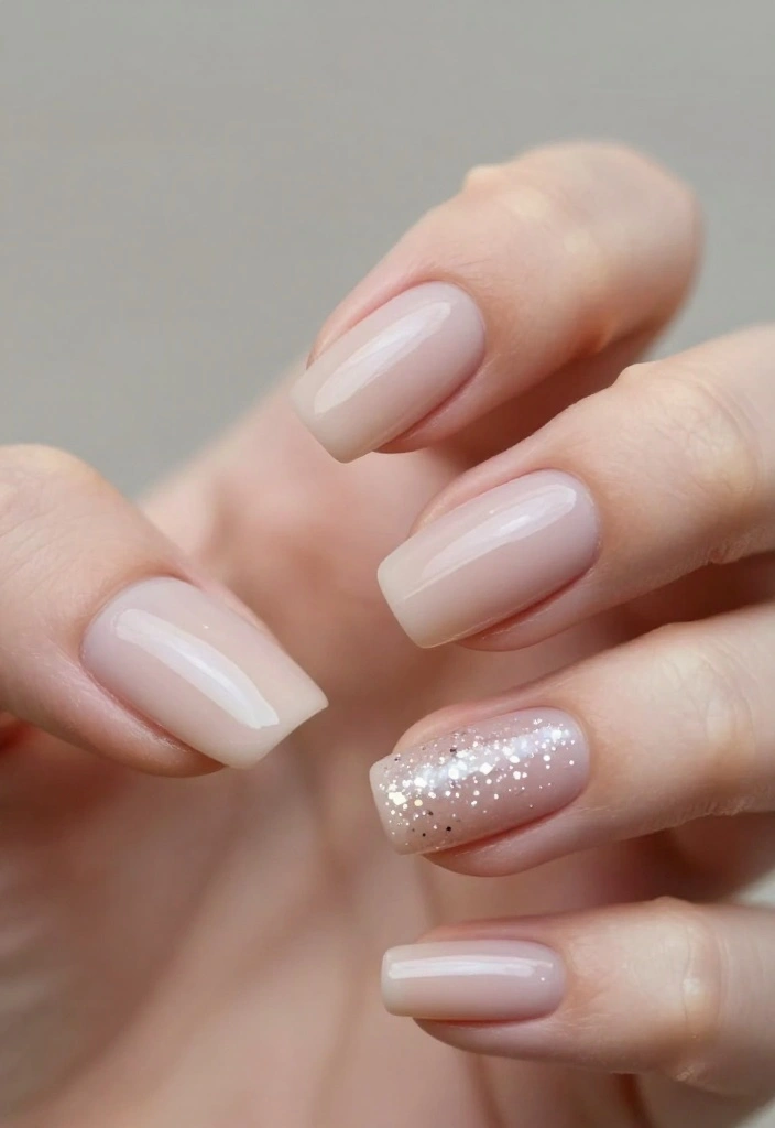 16 Trendy Homecoming Nail Designs That'll Keep You Ahead of the Game! - 15. Simple Nude with Sparkle 1