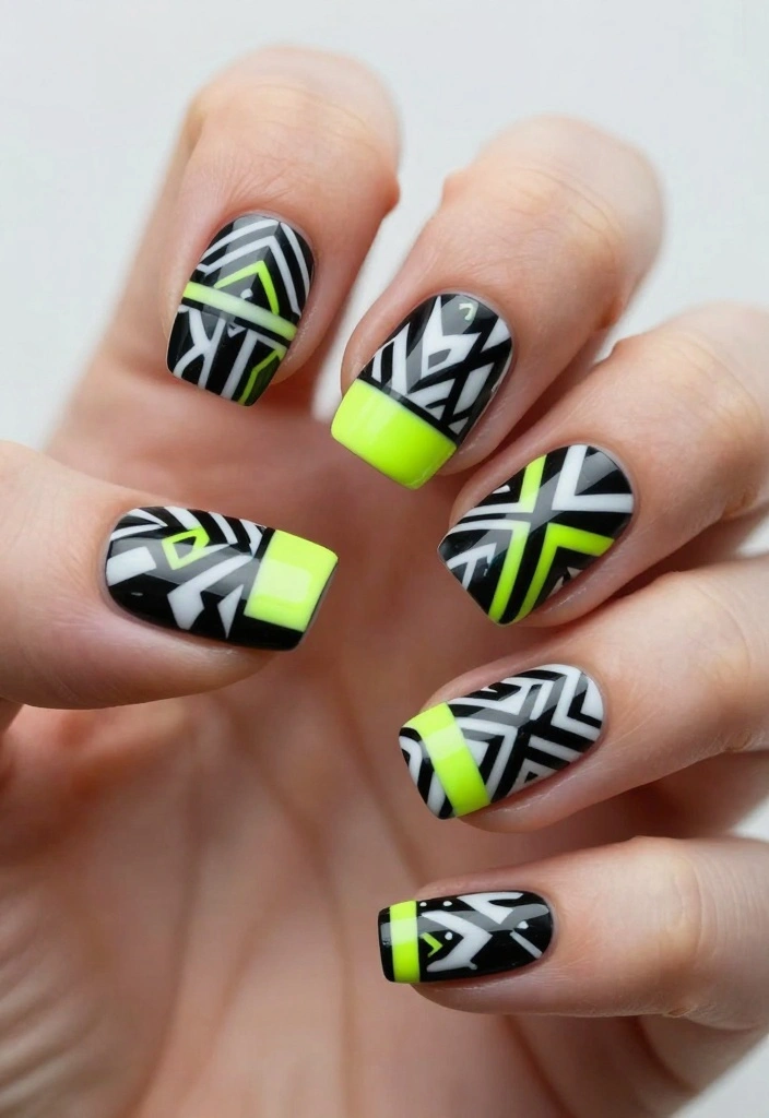 16 Trendy Homecoming Nail Designs That'll Keep You Ahead of the Game! - 8. Geometric Patterns 1