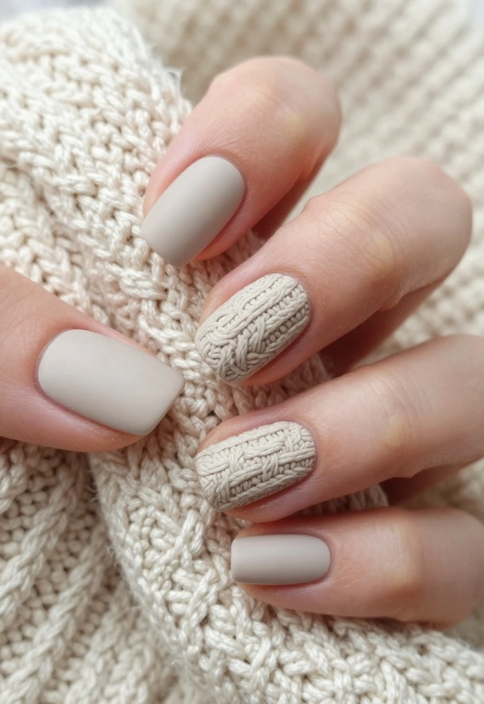 16 Warm Nails Ideas to Help You Nail Winter Fashion Effortlessly! - 1. Cozy Sweater Vibes 1