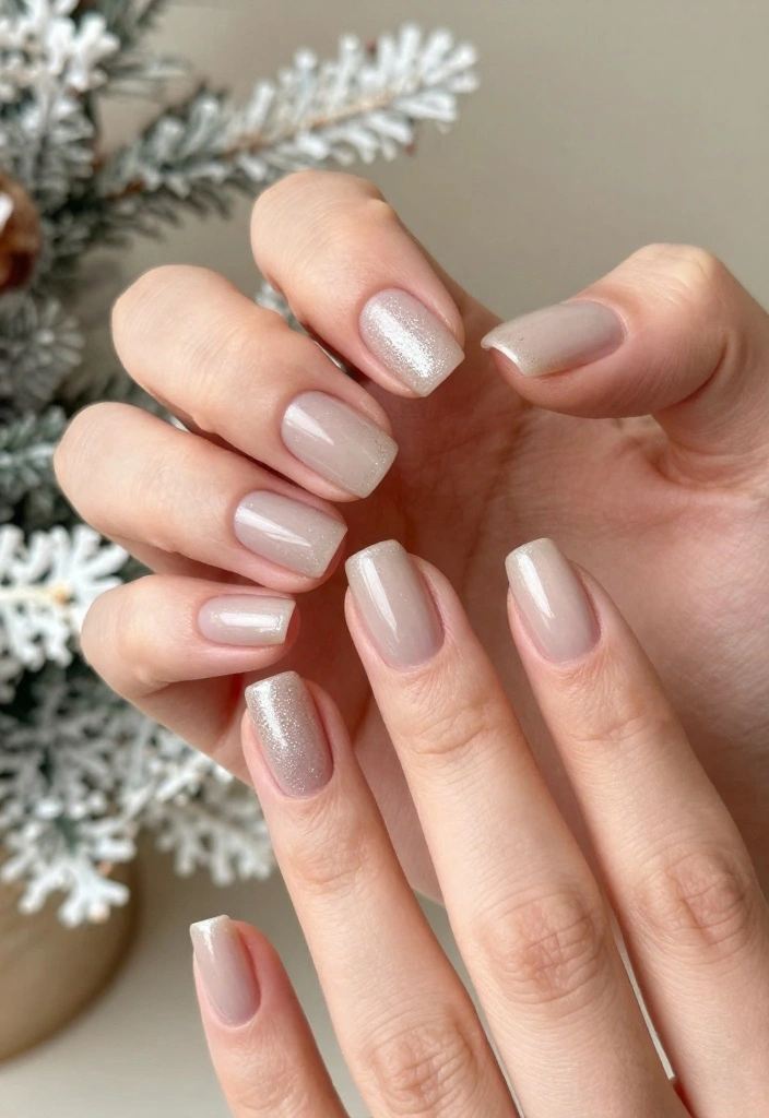16 Warm Nails Ideas to Help You Nail Winter Fashion Effortlessly! - 10. Simple Glitter Dipped Tips 1