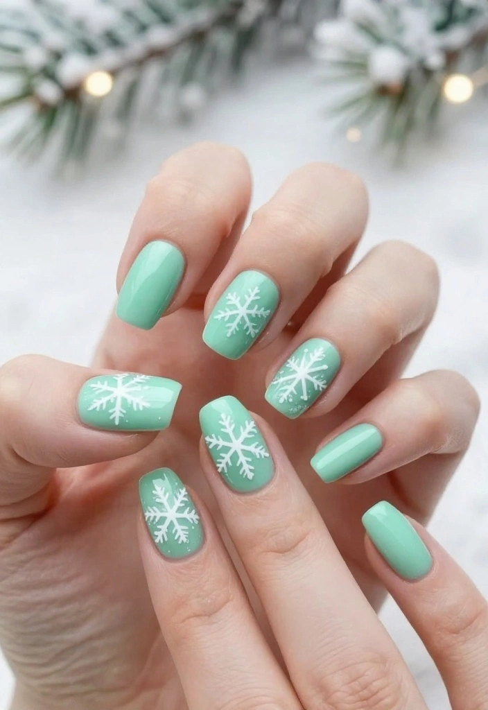 16 Warm Nails Ideas to Help You Nail Winter Fashion Effortlessly! - 5. Minty Fresh Designs 1