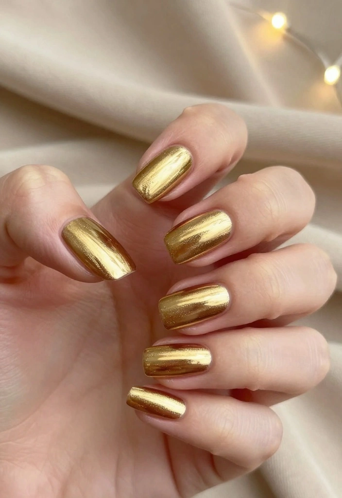 16 Warm Nails Ideas to Help You Nail Winter Fashion Effortlessly! - 6. Metallic Magic 1