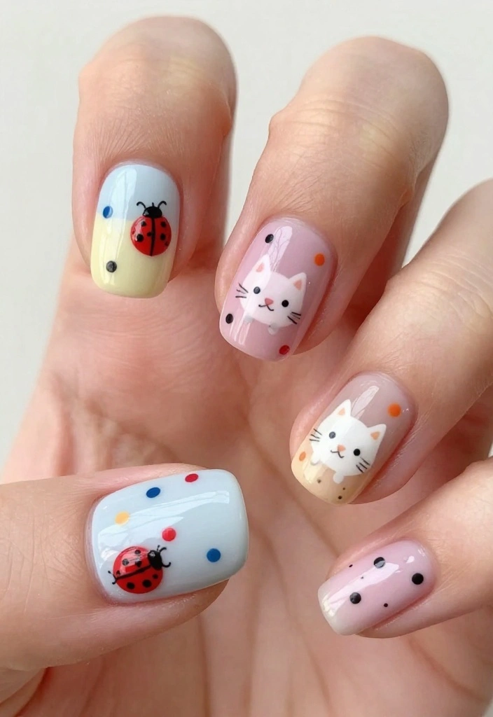 17 Dots Nails Hacks That Will Elevate Your Nail Game Instantly! - 13. Cute Animal Dots 1