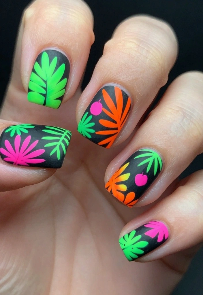 17 Eye-Catching Bright Nail Designs for Every Season - 3. Neon Jungle 1