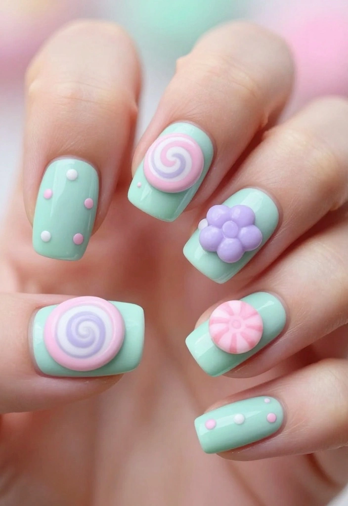 17 Eye-Catching Bright Nail Designs for Every Season - 9. Candyland Delight 1