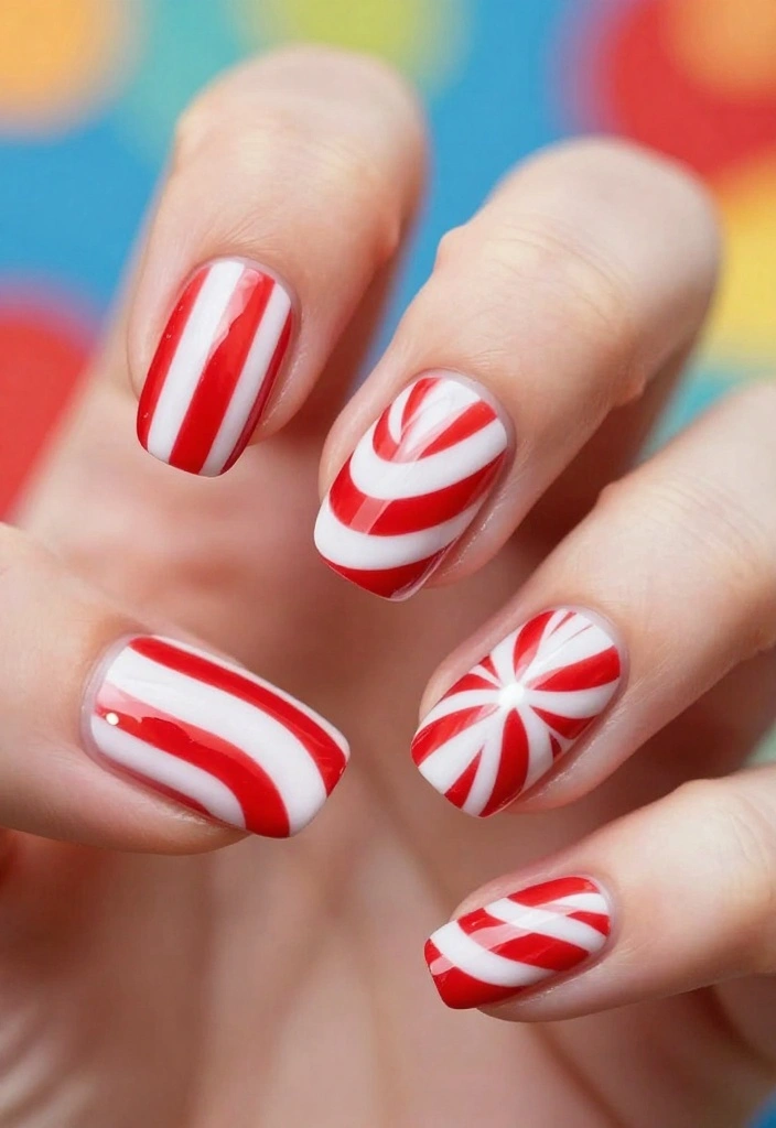 17 Must-Try Winter Nail Art Patterns That Are Perfect for Any Occasion! - 13. Candy Cane Stripes 1