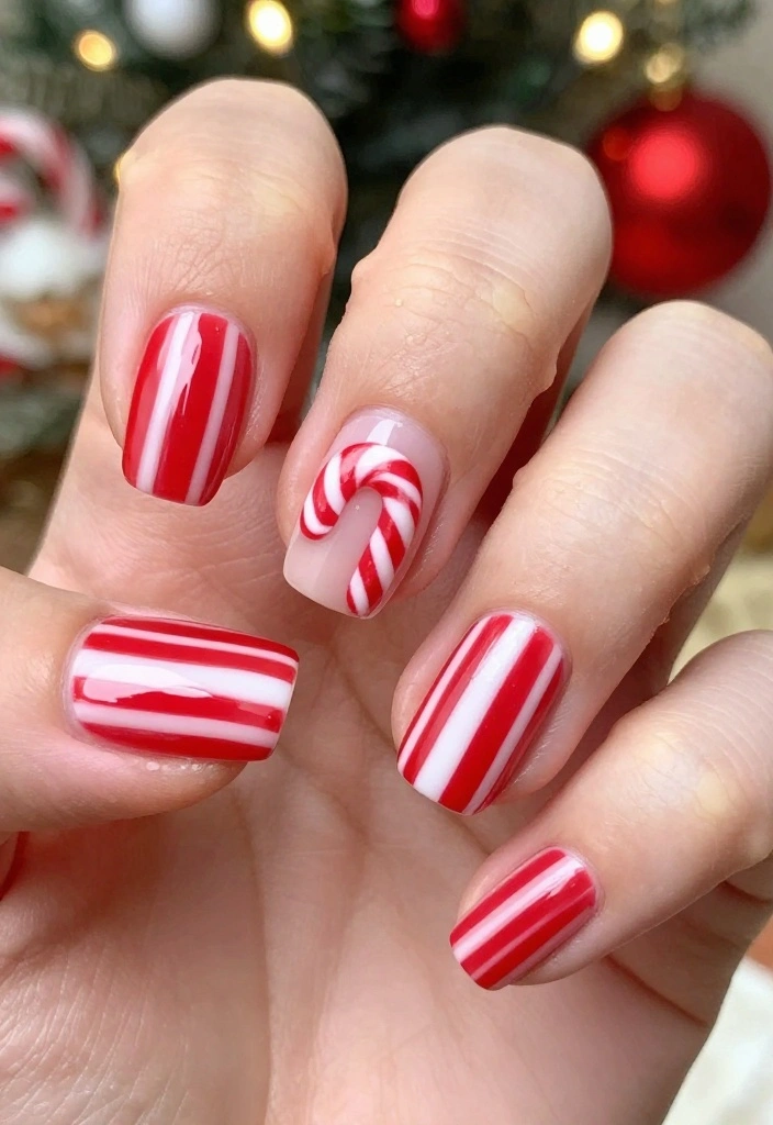 18 Cozy Winter Nail Ideas to Keep You Warm This Christmas! - 2. Candy Cane Stripes 1