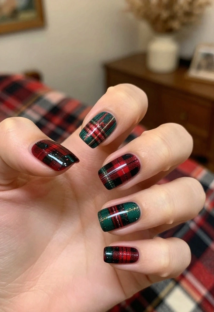 18 Cozy Winter Nail Ideas to Keep You Warm This Christmas! - 4. Rustic Plaid 1