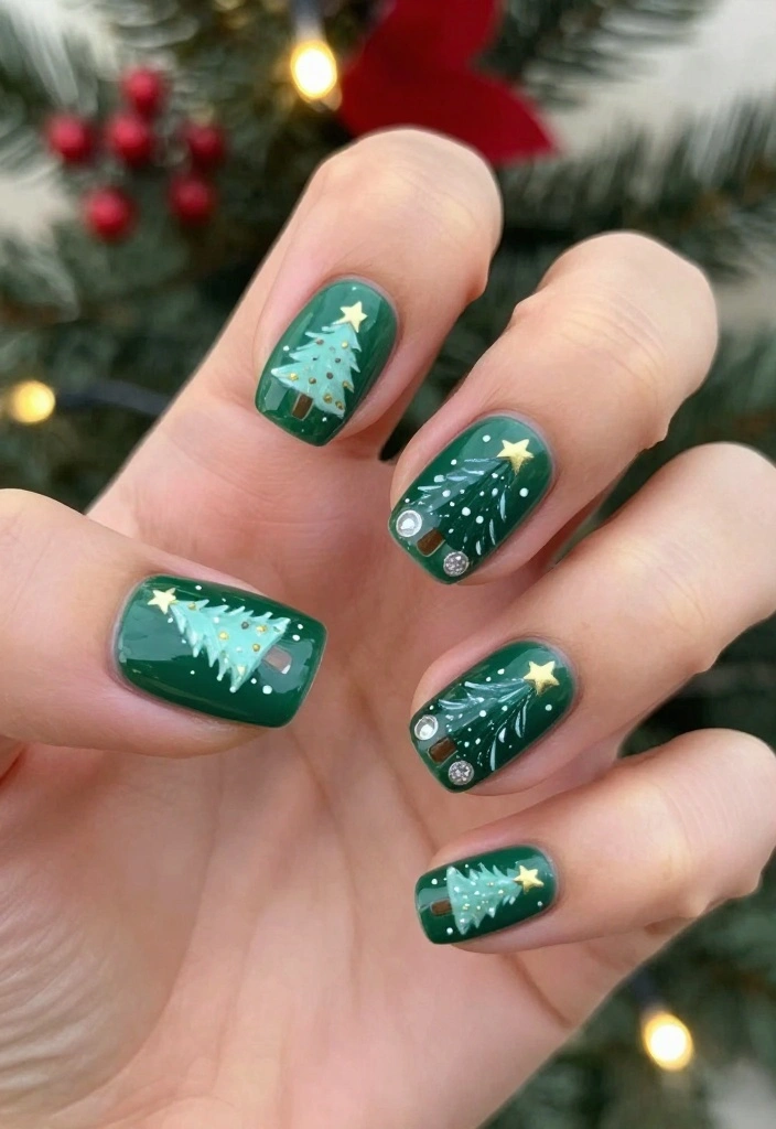 18 Cozy Winter Nail Ideas to Keep You Warm This Christmas! - 5. Christmas Trees 1