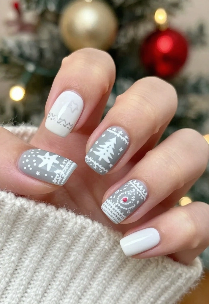 18 Cozy Winter Nail Ideas to Keep You Warm This Christmas! - 8. Holiday Sweater Patterns 1