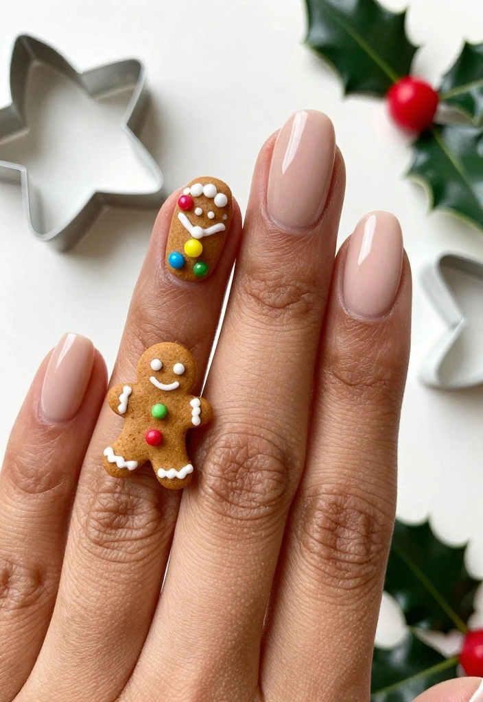 18 DIY Funky Christmas Nails That Are Easier Than You Think! - 6. Gingerbread Man 1