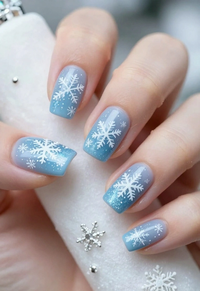 18 DIY Funky Christmas Nails That Are Easier Than You Think! - 7. Winter Wonderland 1