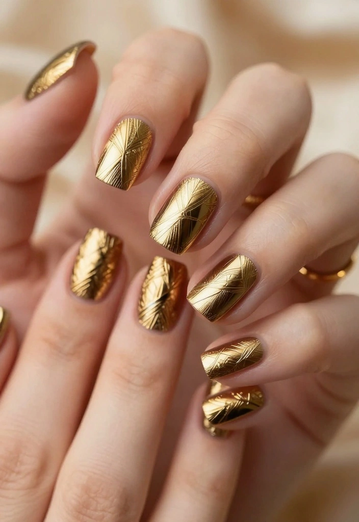 18 Fashion-Forward Art Deco Nails That Will Elevate Your Style Game! - 1. Geometric Gold Patterns 1