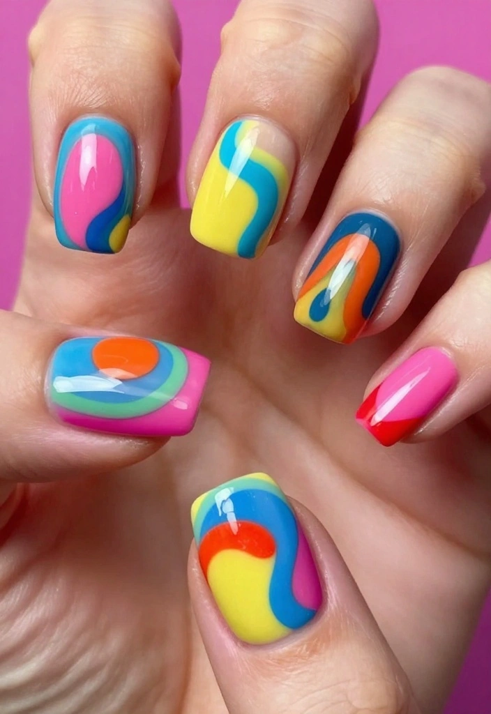 18 Fashion-Forward Art Deco Nails That Will Elevate Your Style Game! - 16. Artsy Abstracts 1