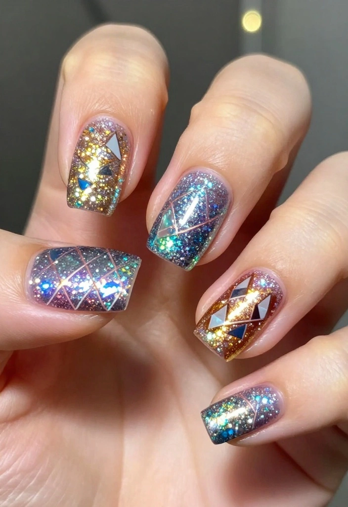 18 Fashion-Forward Art Deco Nails That Will Elevate Your Style Game! - 17. Glittery Glam 1