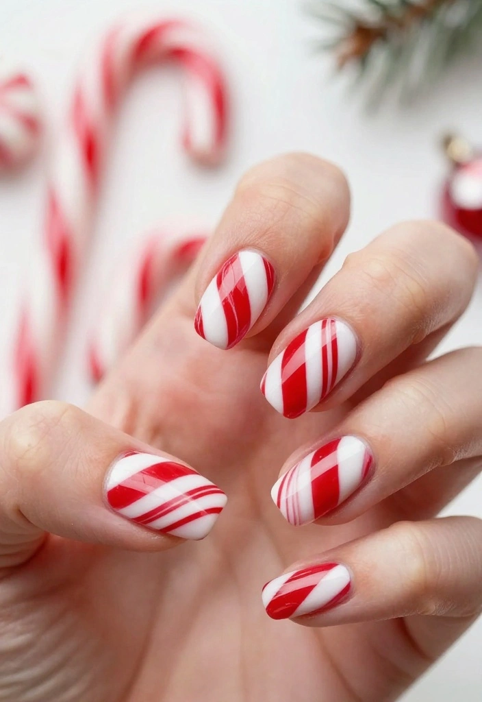 18 Festive Red Christmas Nail Designs That Will Make You the Star of the Party! - 2. Candy Cane Stripes 1