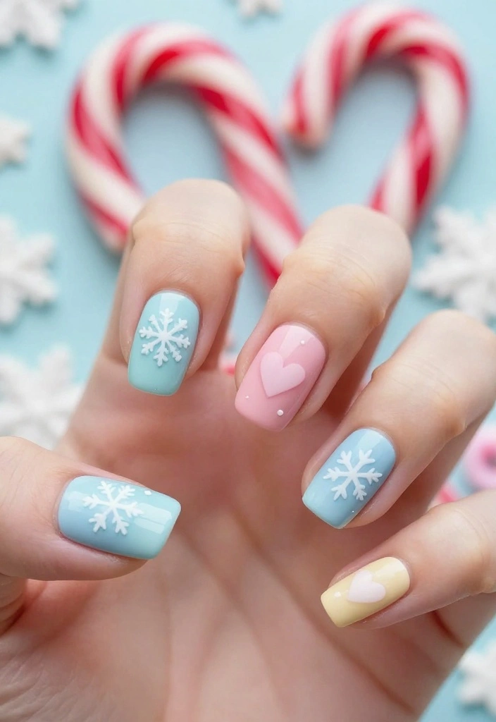 18 Festive Snow Nails That'll Have Everyone Asking, 'Where Did You Get That?' - 10. Playful Pastel Colors 1