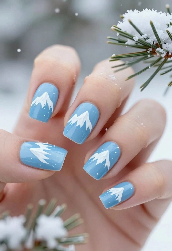 18 Festive Snow Nails That'll Have Everyone Asking, 'Where Did You Get That?' - 11. Snowy Mountains 1