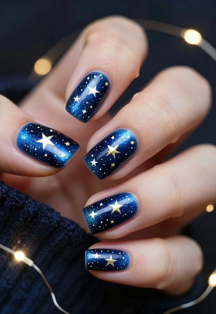 18 Festive Snow Nails That'll Have Everyone Asking, 'Where Did You Get That?' - 15. Starry Night 1