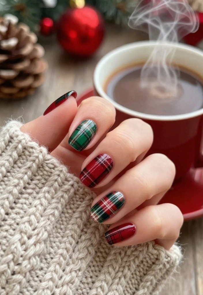 18 Festive Snow Nails That'll Have Everyone Asking, 'Where Did You Get That?' - 18. Cozy Plaid 1