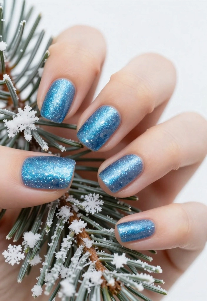 18 Festive Snow Nails That'll Have Everyone Asking, 'Where Did You Get That?' - 3. Icy Blue Glitter 1