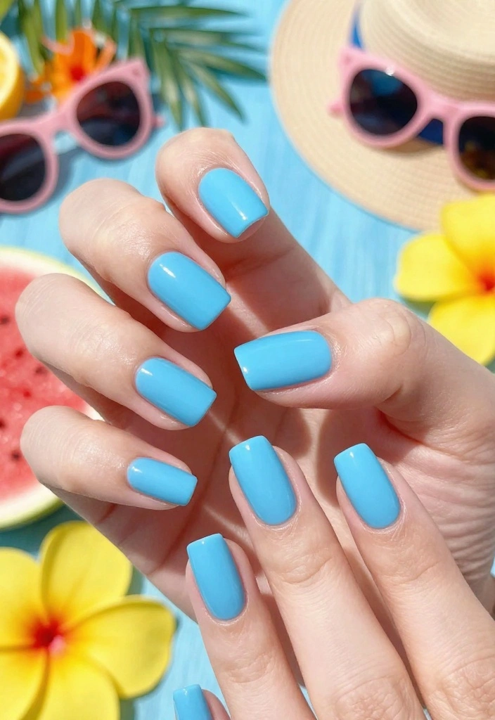 18 Fun and Festive Summer Nail Colors to Rock at Your Next Pool Party! - 16. Bubblegum Blue 1