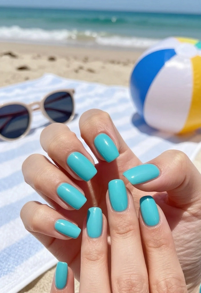 18 Fun and Festive Summer Nail Colors to Rock at Your Next Pool Party! - 2. Aqua Blue 1